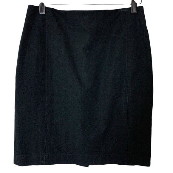 Banana Republic Short Skirt Women's Size 2 Black Hidden Zipper Cotton Blend Slit - Picture 1 of 10